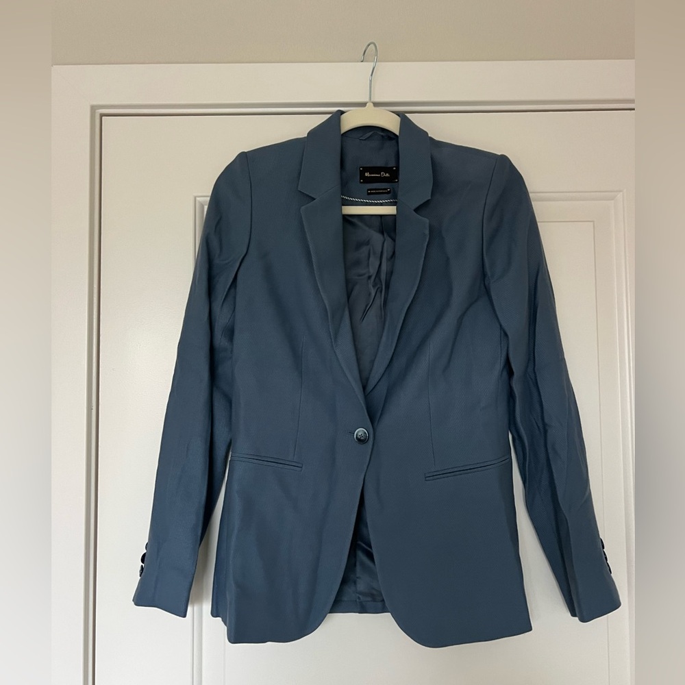Massimo Dutti Women's Light Blue Wool Blazer, size 4 , size EUR 36